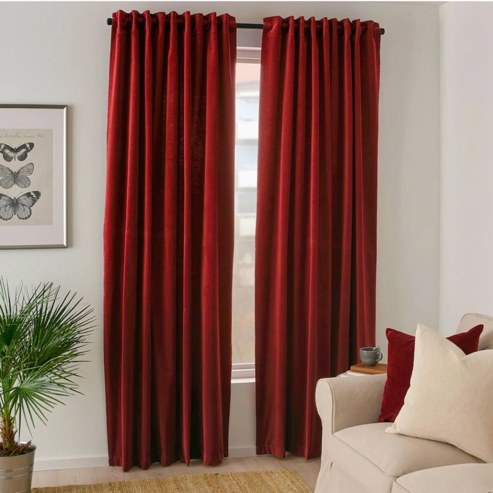 IKEA Red Velvet Blackout Curtain (pack of 2!)